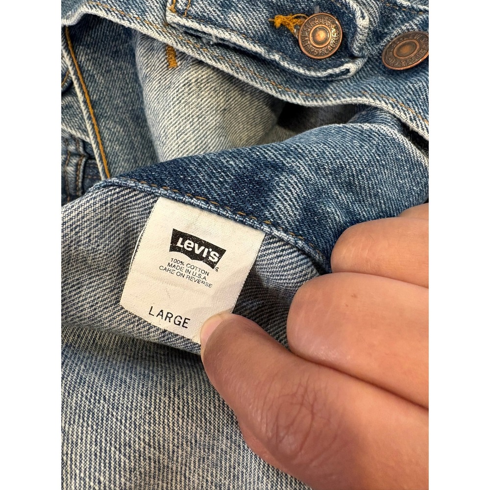 Vintage 90s Levi's 70507 Type III Trucker Jacket USA Made Large Denim Blue Faded - Picture 5 of 16